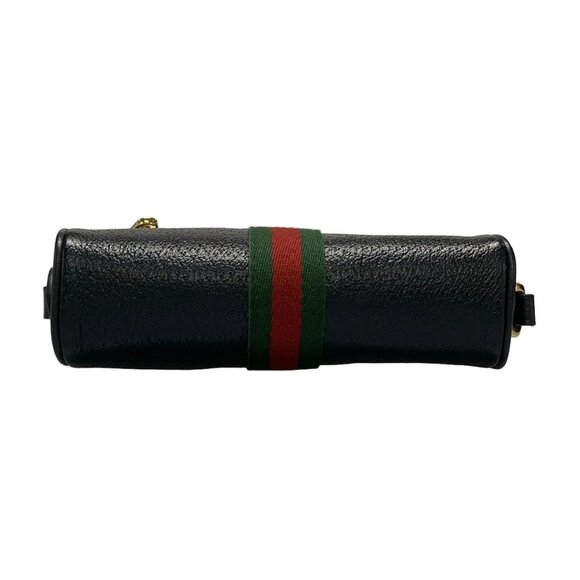 Auth GUCCI Shelly (Web) 719885 Black Green Red Leather Shoulder Bag - Picture 7 of 15